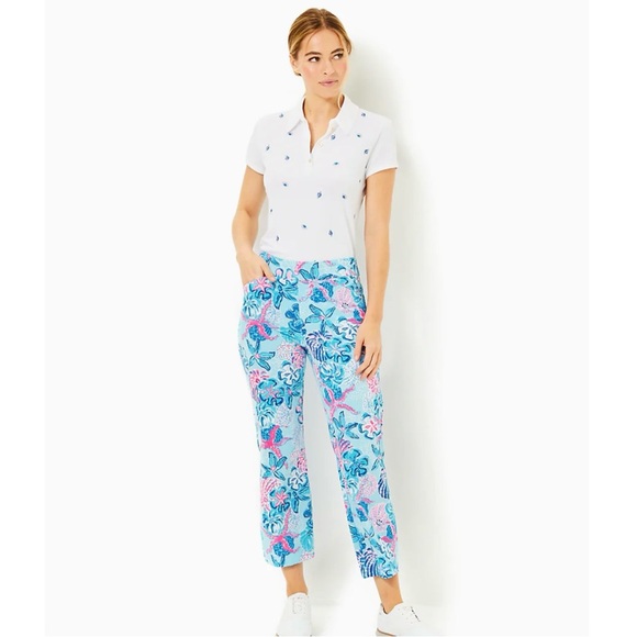 NWT Lilly Pulitzer Bahamas Beachcomber UPF 50+ Luxletic 26" Alston Crop Pant - Picture 3 of 12
